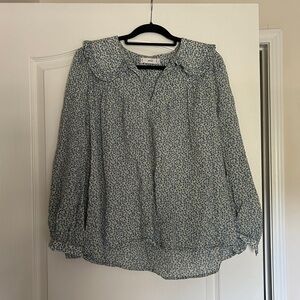Mango Floral Peter Pan Collar Top